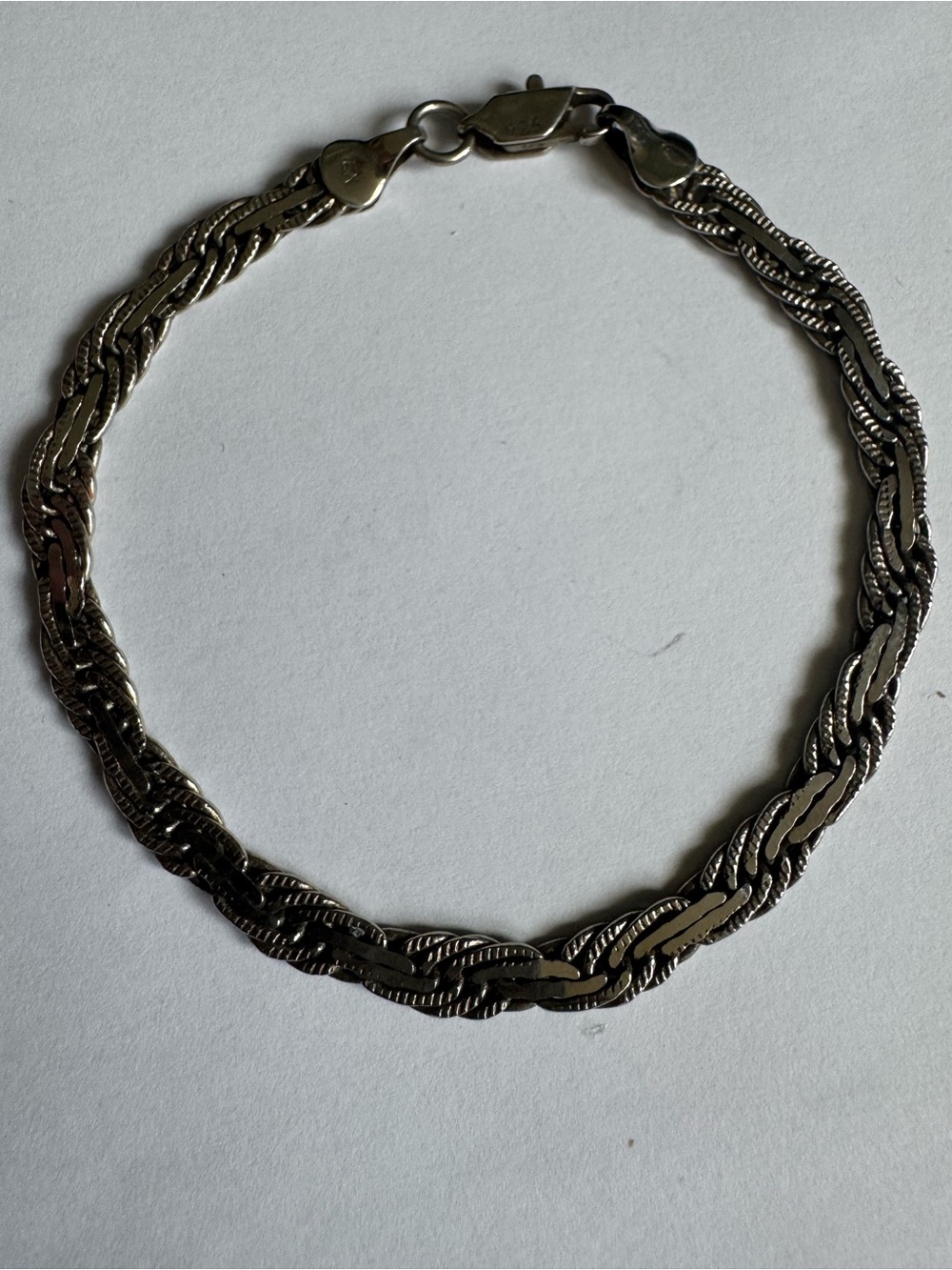 Twisted Rope Chain Bracelet Stamped 925 Mexico 7.53g